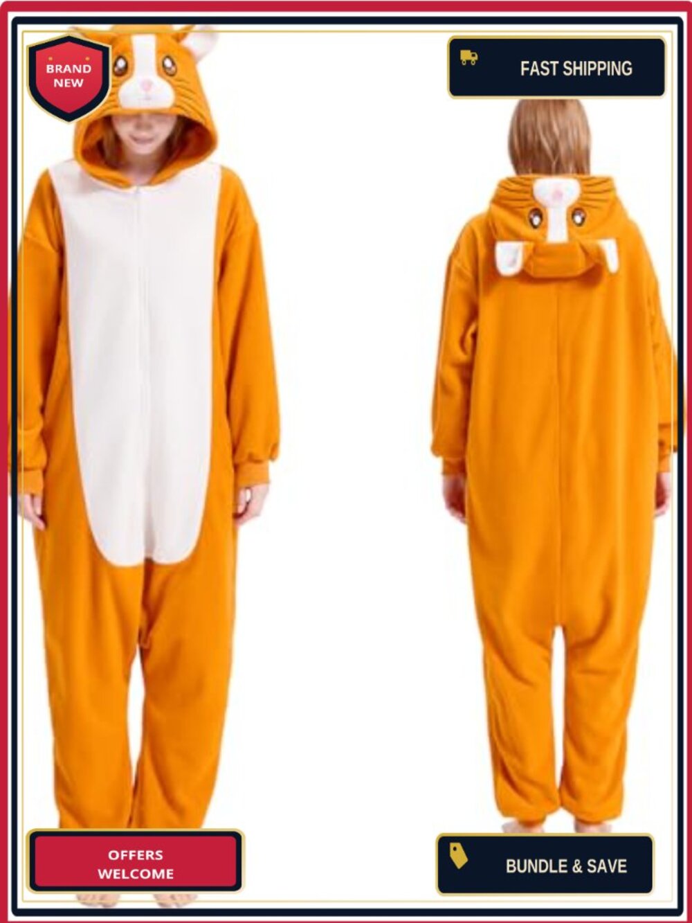 Hamster Onesie Adult Halloween Costume Animal One-Piece Pajama Unisex